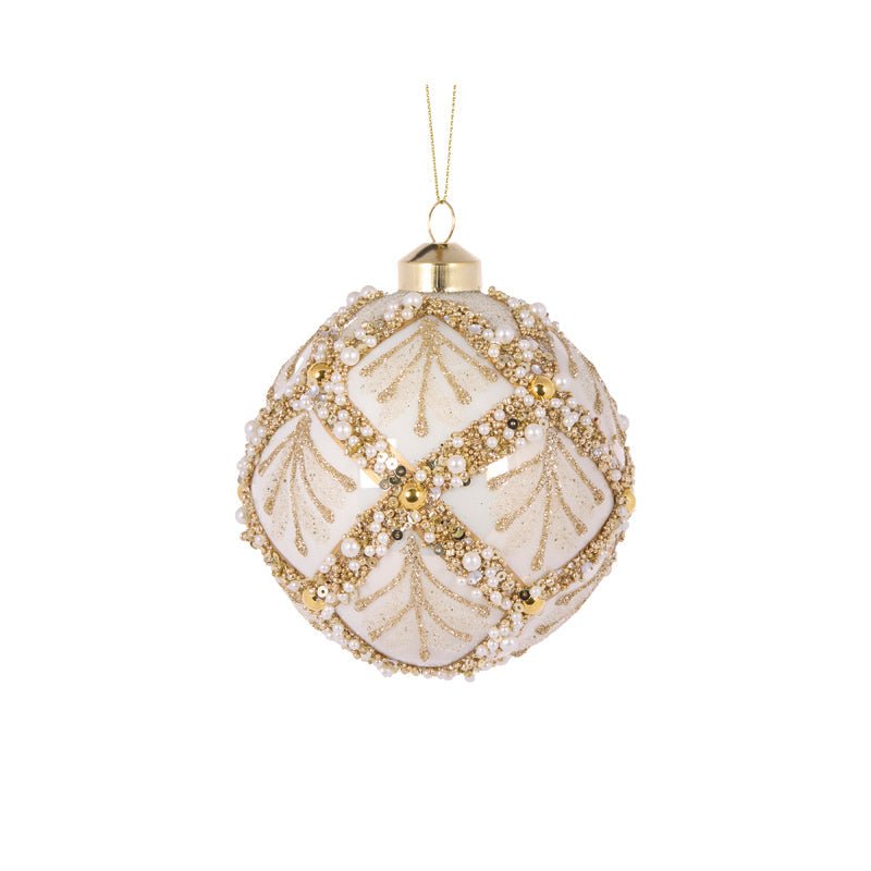 Ivory Pearl Leaf Bauble - My Christmas