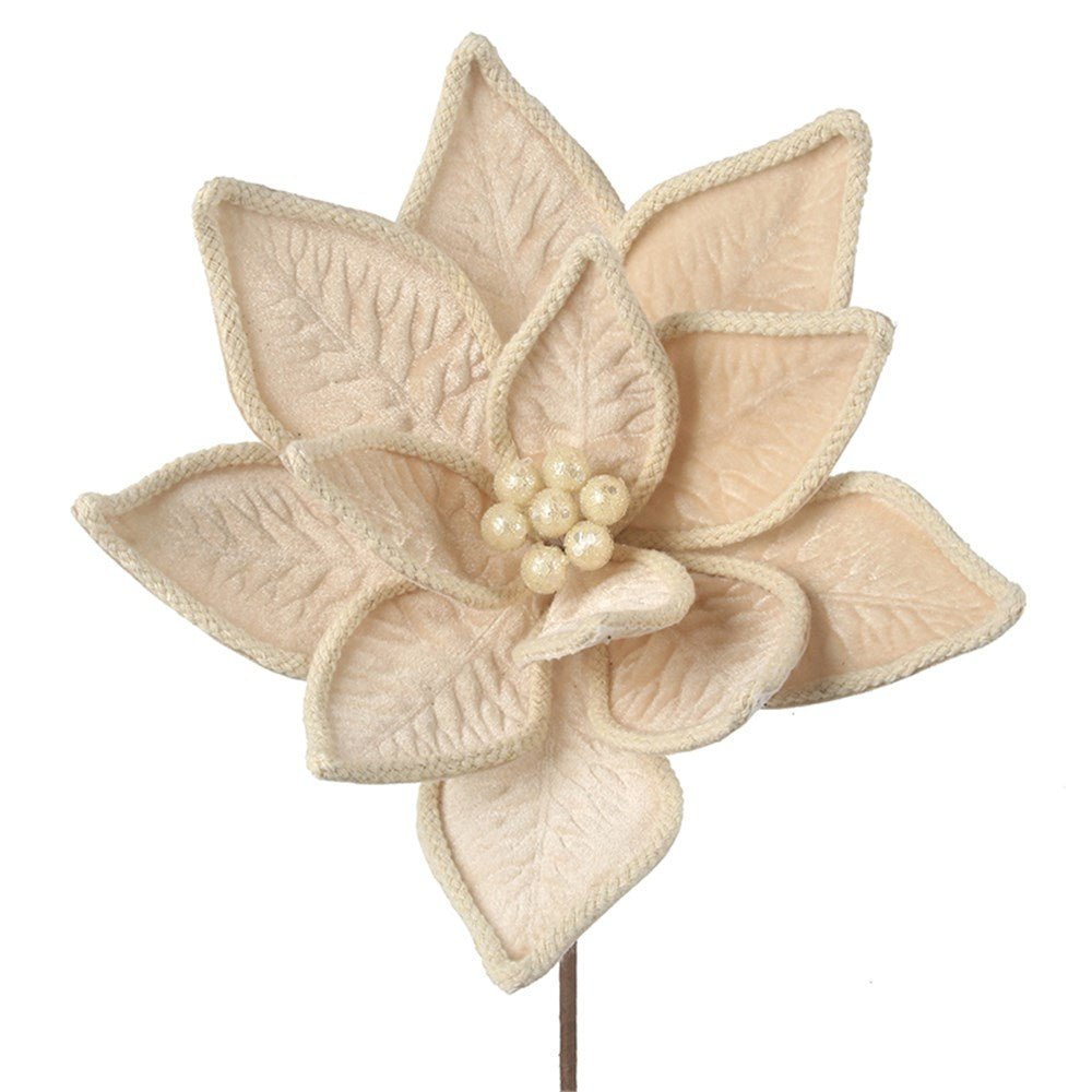 Ivory Poinsettia with Rope Trim - My Christmas