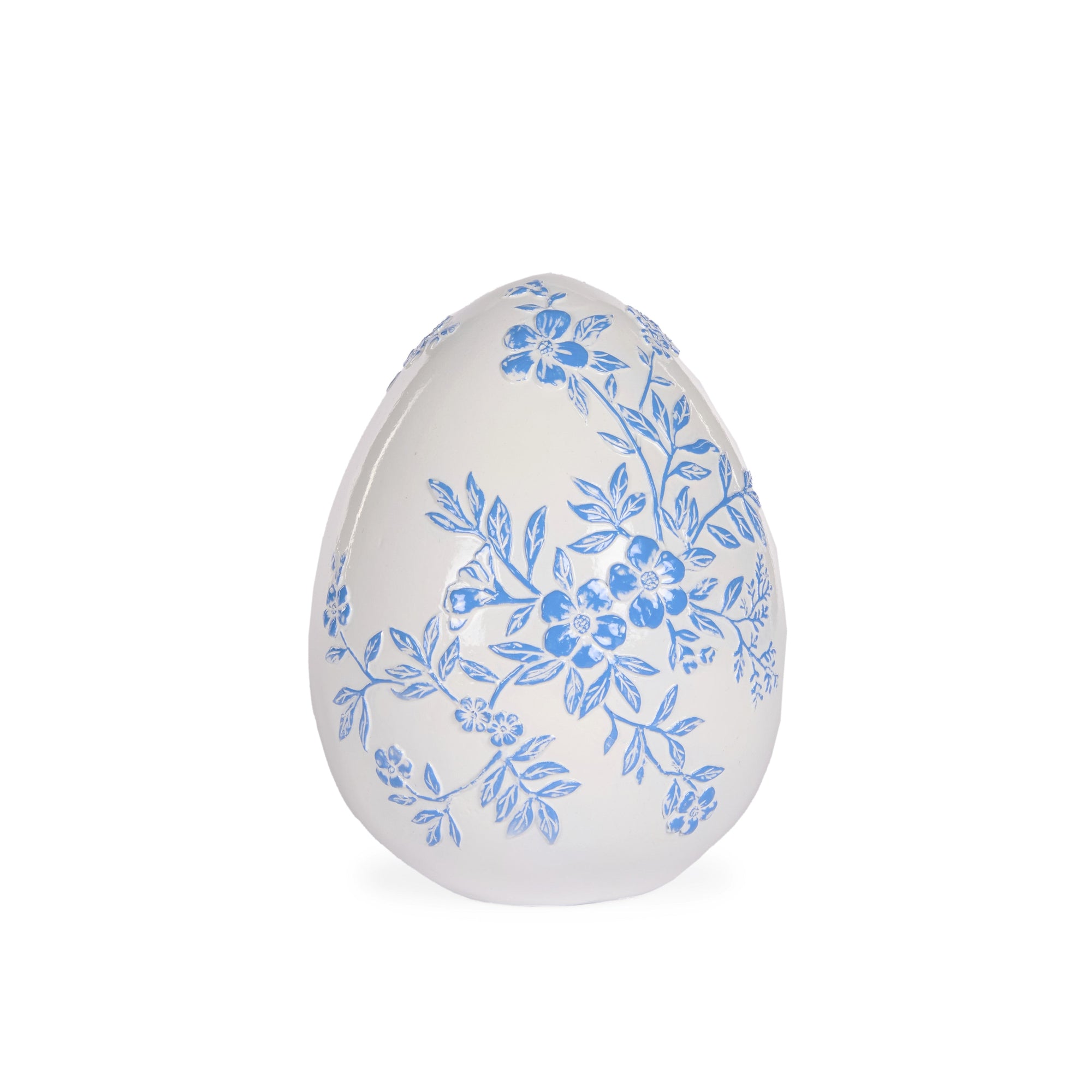 Large Blue and White Floral Egg - My Christmas