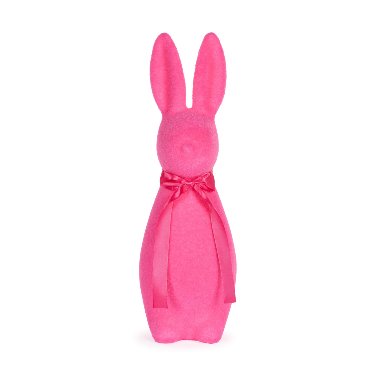 Large Flocked Rabbit with Bow Fuchsia - My Christmas