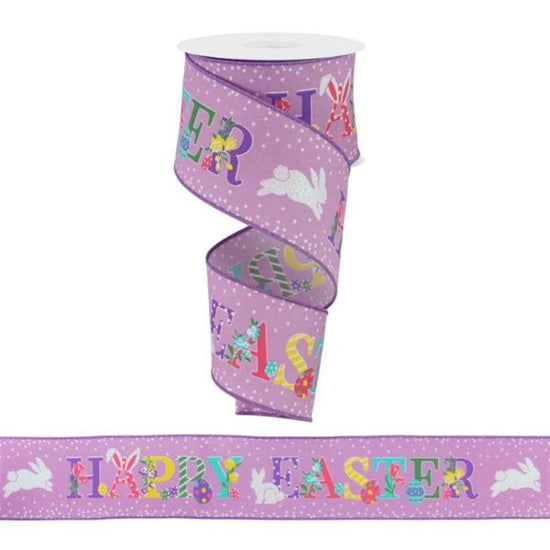 Lavender Happy Easter Glitter Ribbon - My Christmas