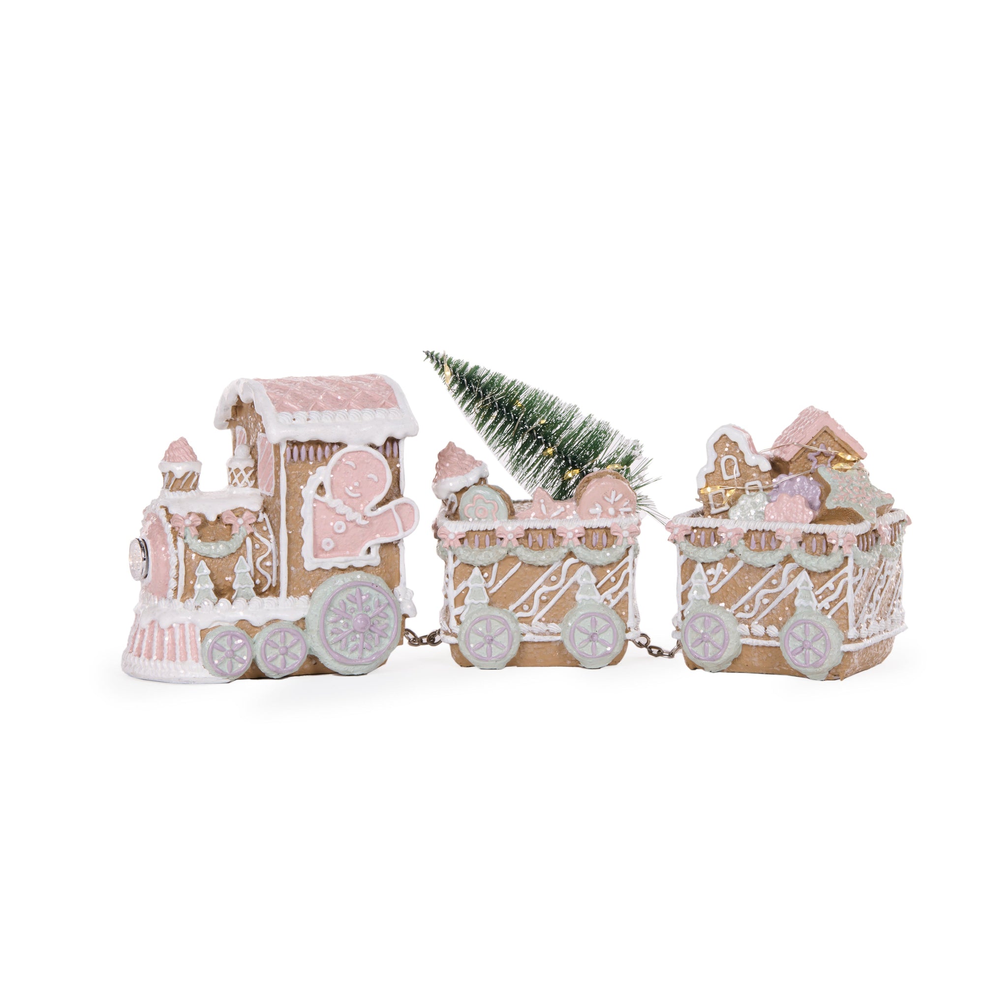 LED Piped Pastel Gingerbread Train - My Christmas