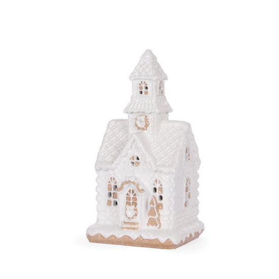 LED White Gingerbread Chapel - My Christmas