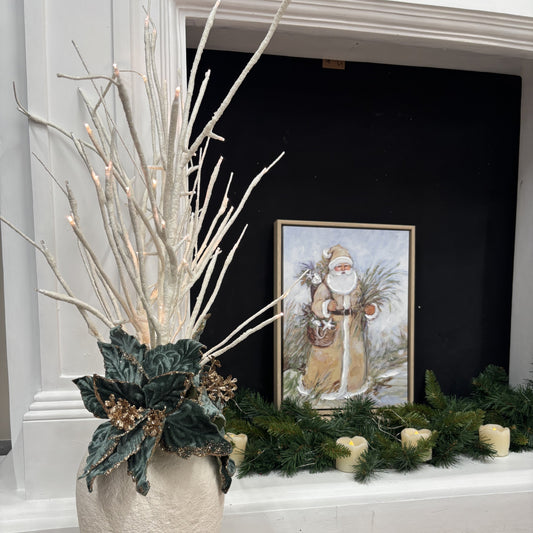 LED White Glitter Branch Spray - My Christmas