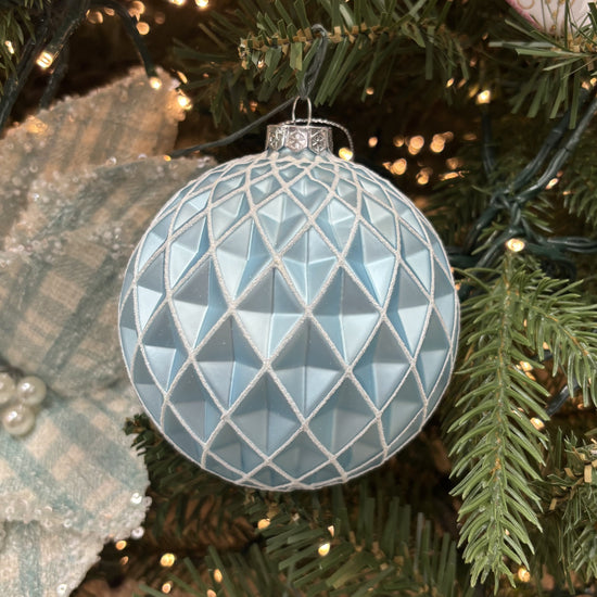 Light Blue Faceted Glass Bauble - My Christmas