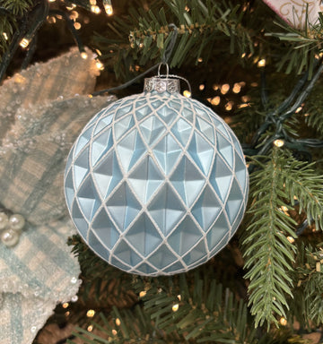 Light Blue Faceted Glass Bauble - My Christmas