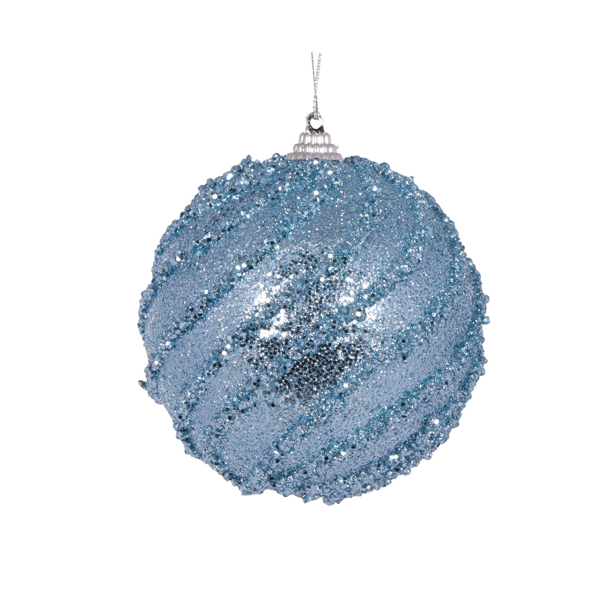 Light Blue Glittered Swirl Bauble - My Christmas