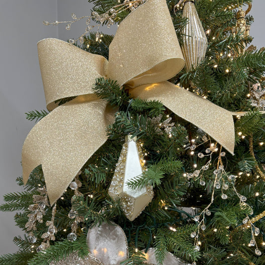Light Gold Glitter on Royal Ribbon - My Christmas