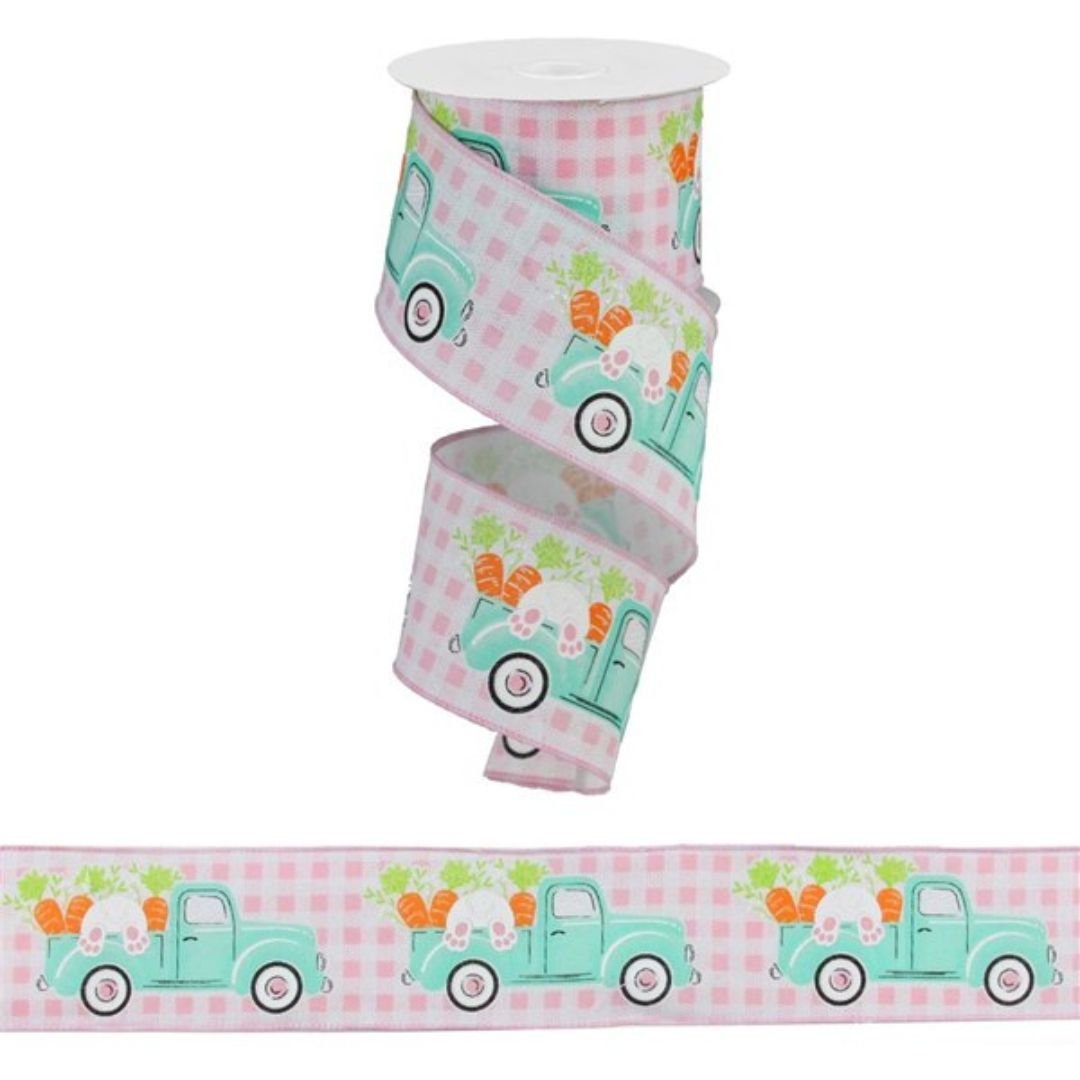 Light Pink Bunny in Truck Ribbon - My Christmas