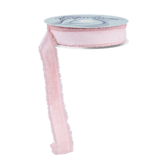 Light Pink Frayed Edge Velvet Ribbon - My Christmas