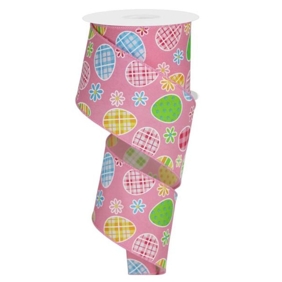 Light Pink Plaid Easter Egg Ribbon - My Christmas