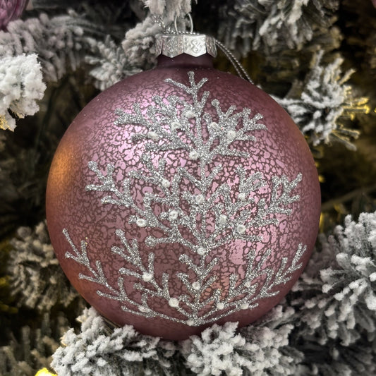 Lilac and Silver Glass Bauble - My Christmas