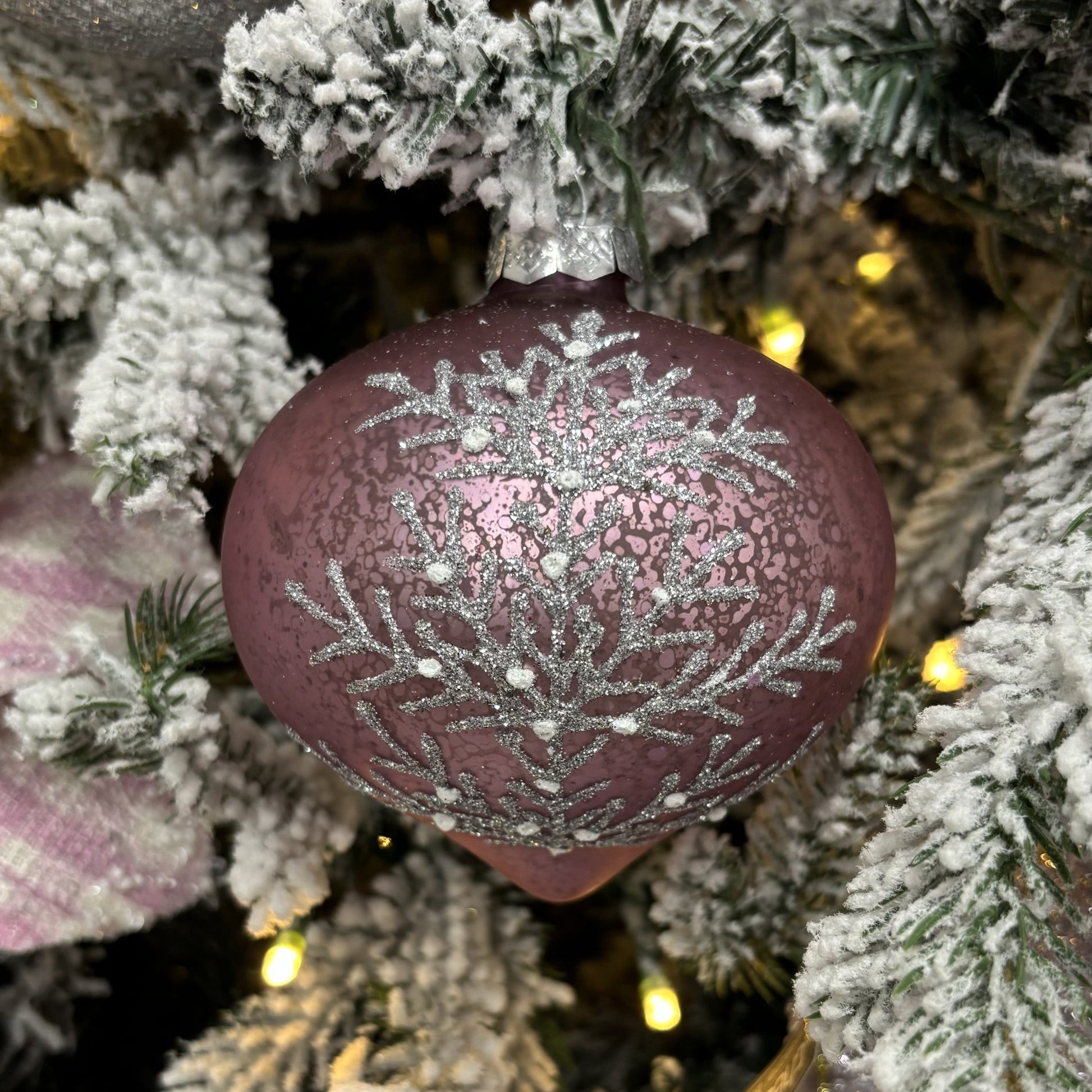 Lilac and Silver Glass Onion Ornament - My Christmas