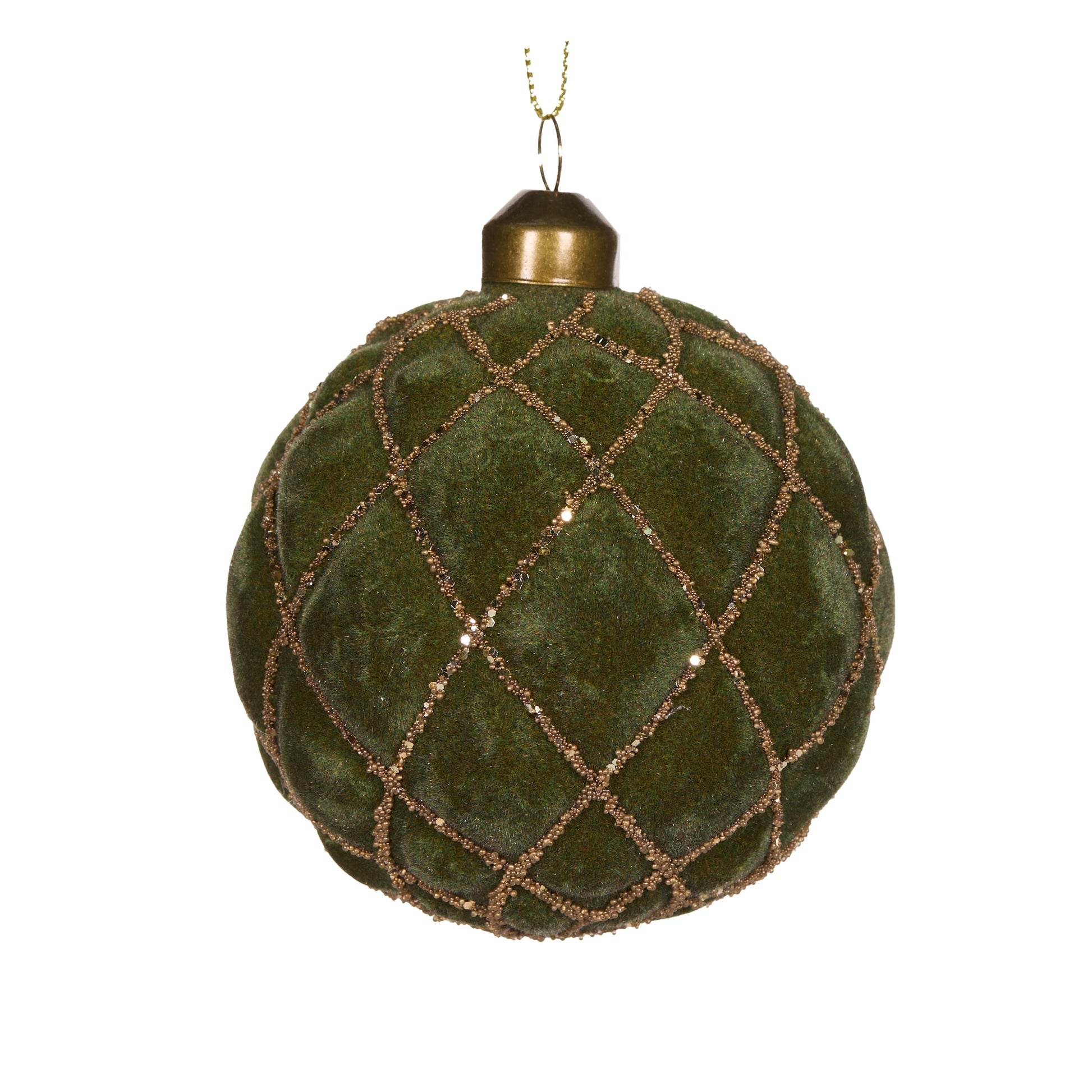 Luxe Green Velvet Quilt Bauble - My Christmas