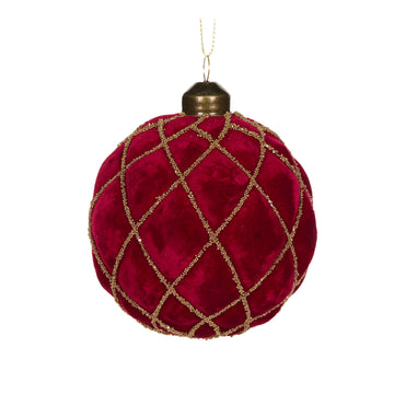 Luxe Red Velvet Quilted Bauble - My Christmas
