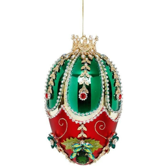 Mark Roberts - Faberge Jewel Egg Green and Red Hanging Ornament - My Christmas