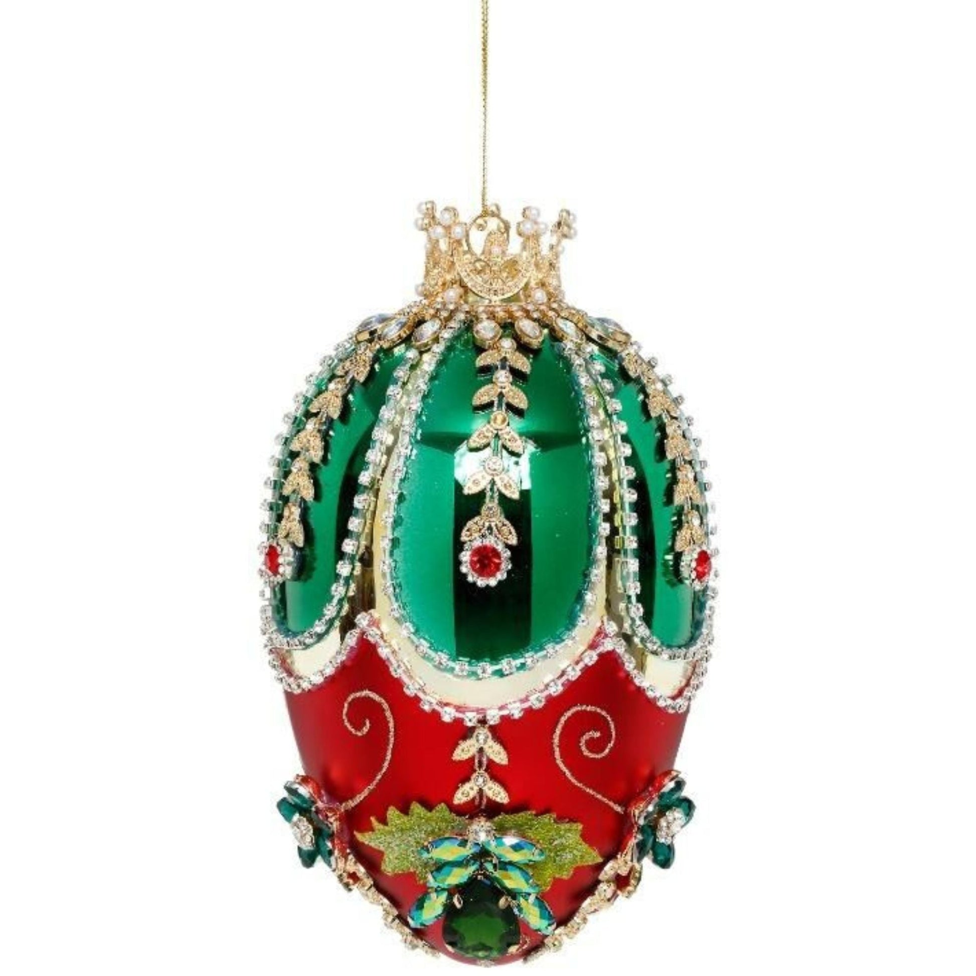 Mark Roberts - Faberge Jewel Egg Green and Red Hanging Ornament - My Christmas