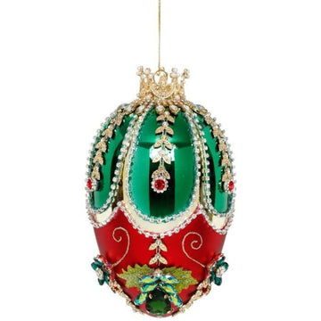 Mark Roberts - Faberge Jewel Egg Green and Red Hanging Ornament - My Christmas