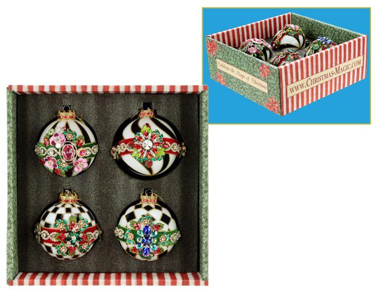 Mark Roberts - Timeless Jewelled Hanging Ornament - Set of 4 - My Christmas