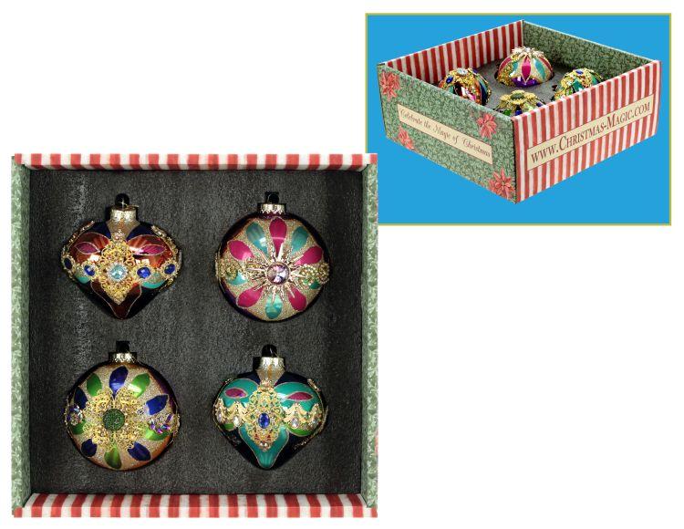 Mark Roberts - Venetian Jewelled Hanging Ornament - Set of 4 - My Christmas