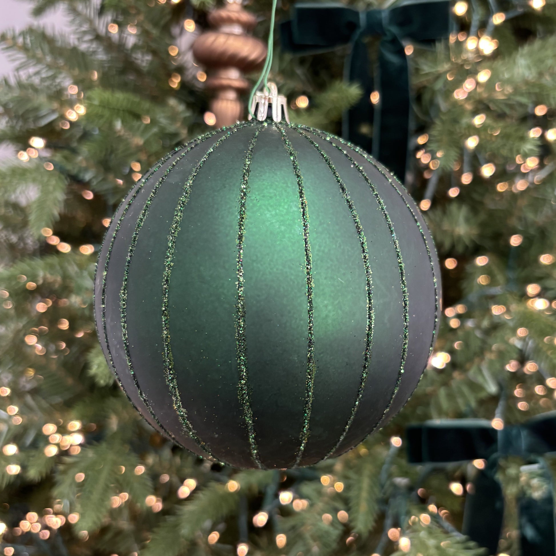Matte Midnight Green Glitter Bauble - My Christmas