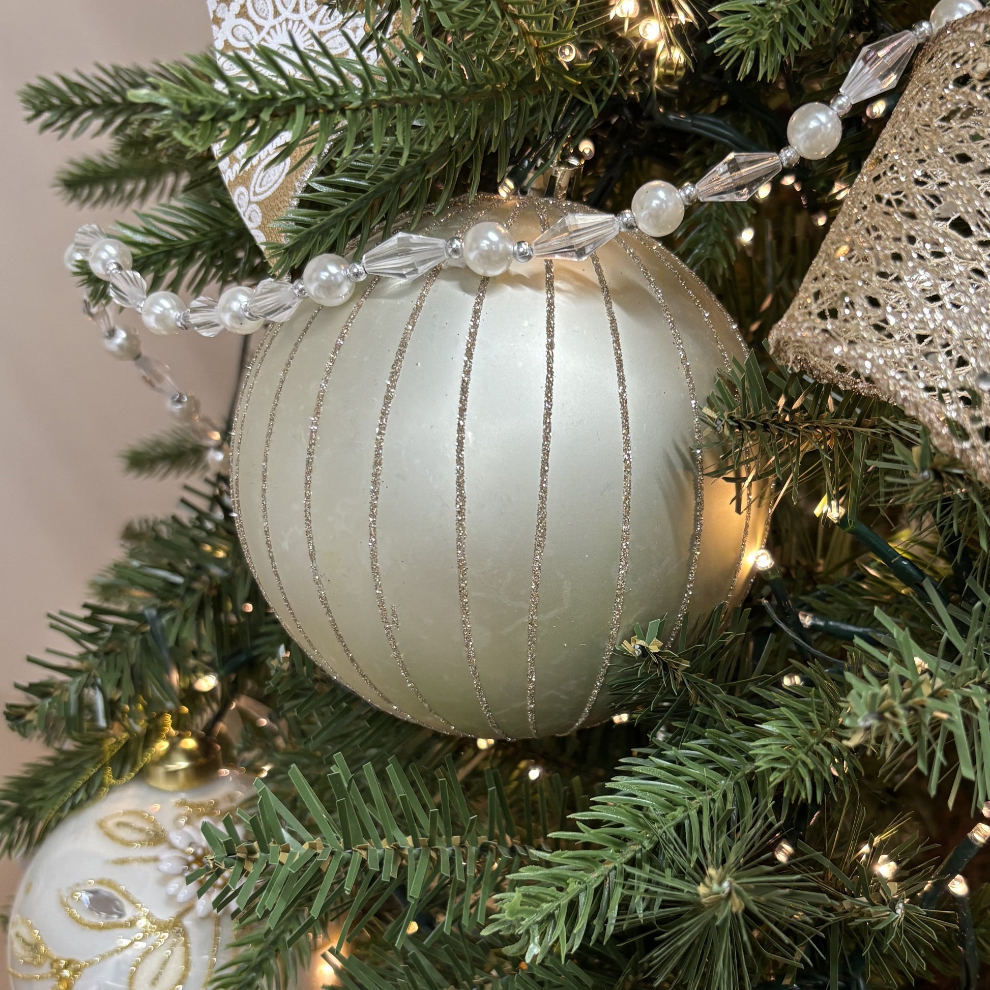Matte Oat Glitter Bauble - My Christmas