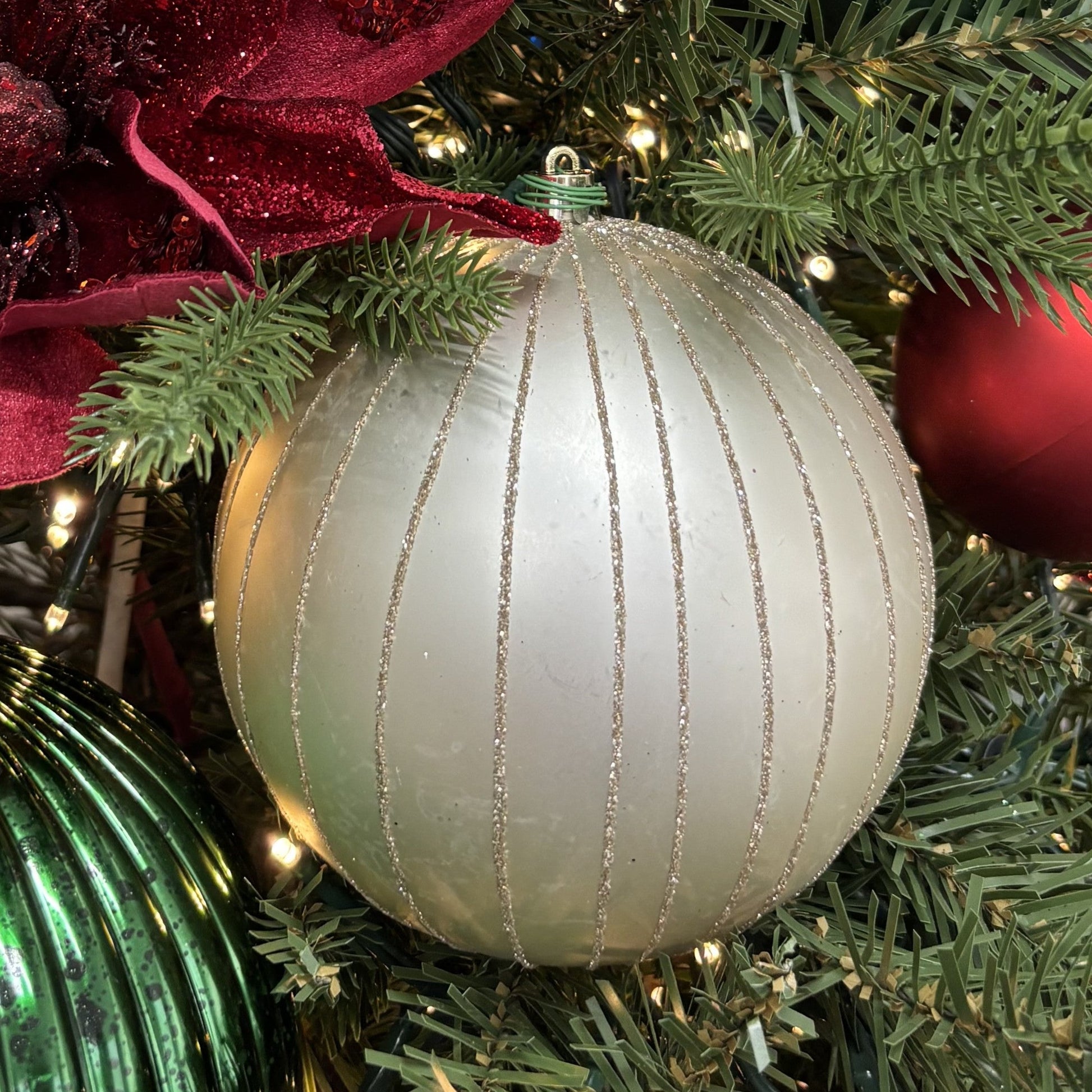 Matte Oat Glitter Bauble - My Christmas
