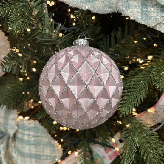 Matte Pink Faceted Bauble - My Christmas