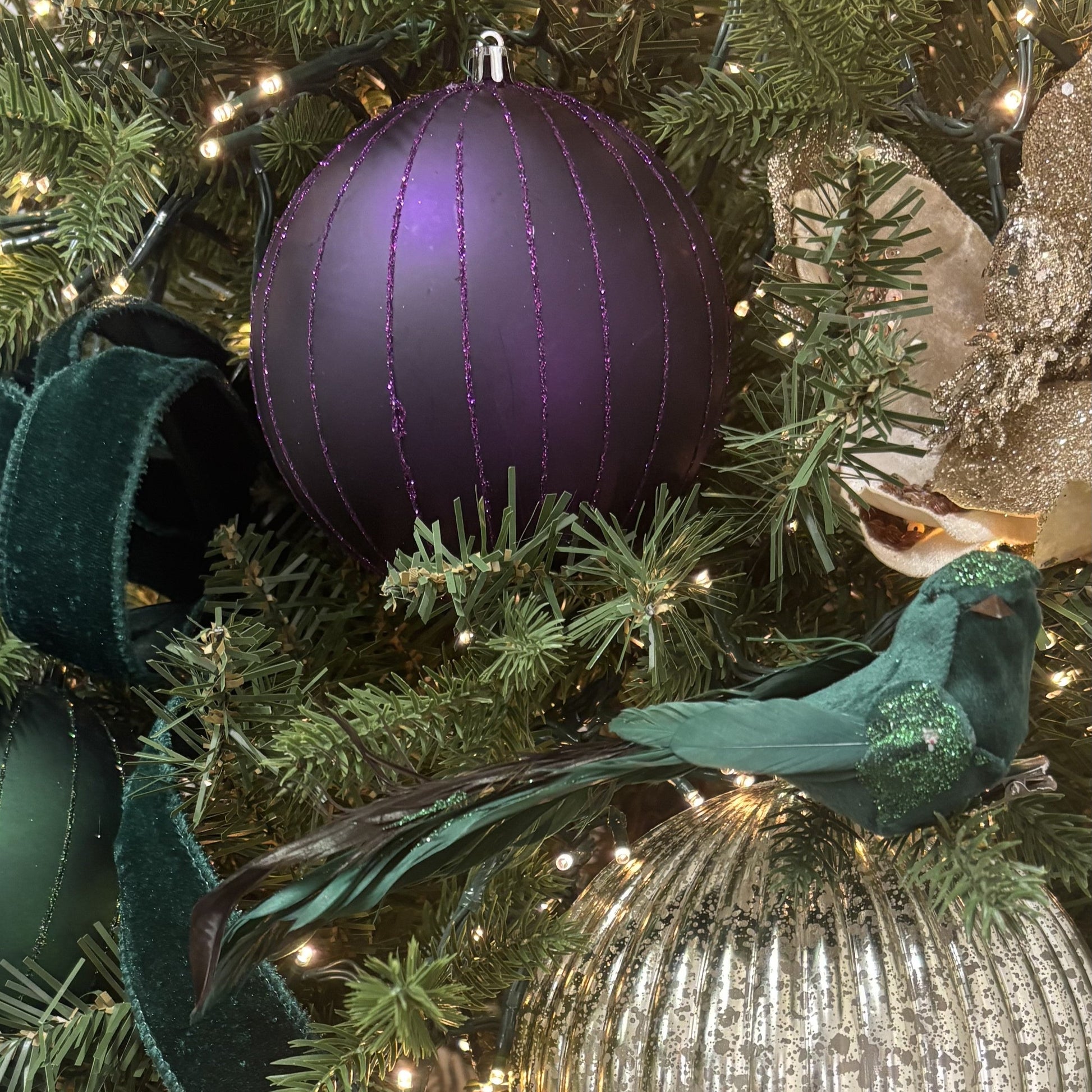 Matte Plum Glitter Bauble - My Christmas