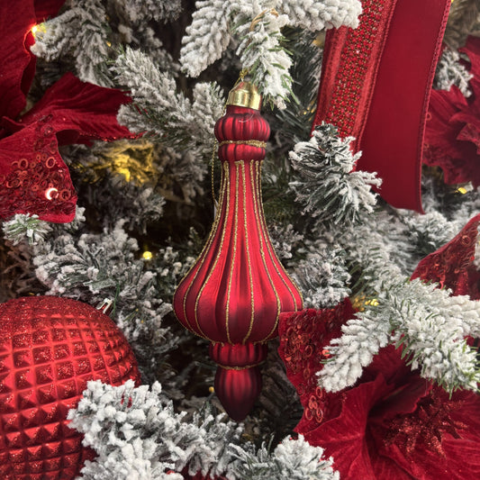 Matte Red Embellished Chandelier Finial - My Christmas