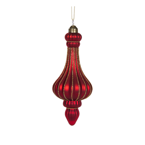 Matte Red Embellished Chandelier Finial - My Christmas