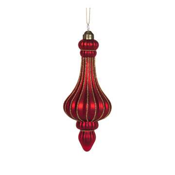 Matte Red Embellished Chandelier Finial - My Christmas