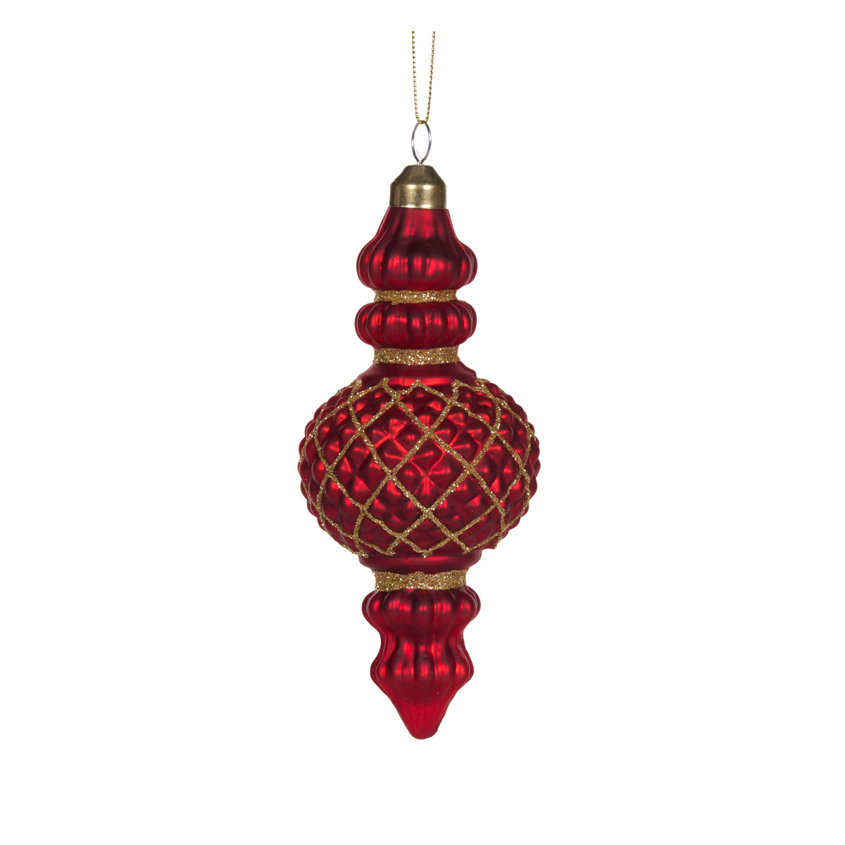 Matte Red Quilted Finial - My Christmas