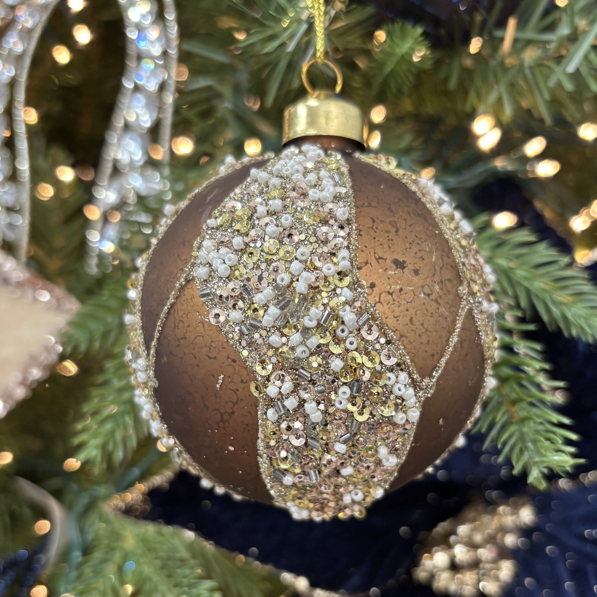 Mercury Brown Swirl Bauble - My Christmas