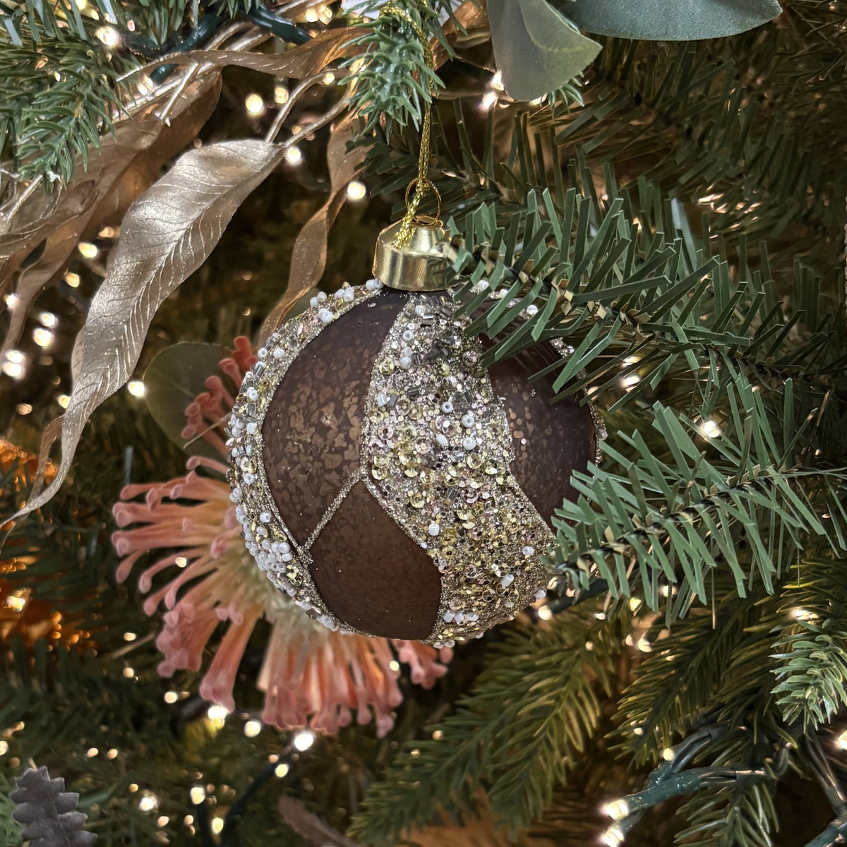 Mercury Brown Swirl Bauble - My Christmas