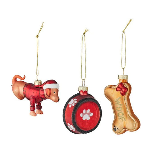 Merry Woof Glass Ornament - Pack of 3 - My Christmas