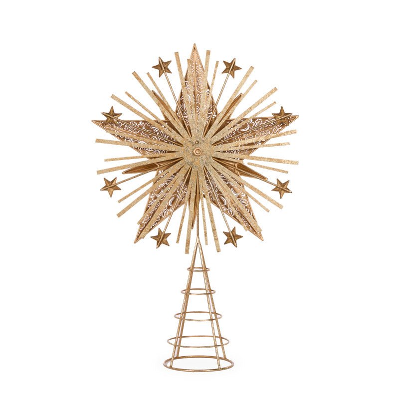 Metal Gold Starburst Tree Topper - My Christmas