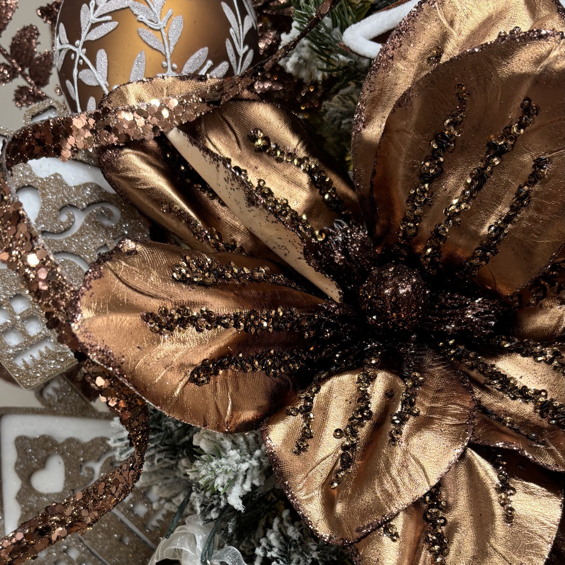 Metallic Copper Magnolia with Chocolate Details - My Christmas