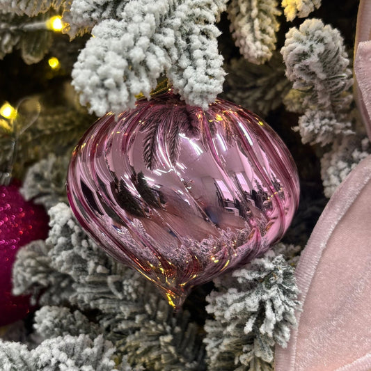 Metallic Pink Drop Ornament - 10cm - My Christmas