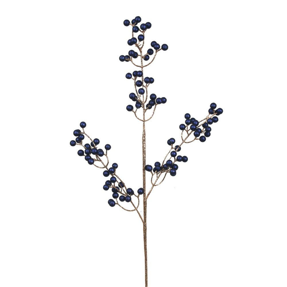 Midnight Blue and Rose Gold Berry Spray - My Christmas