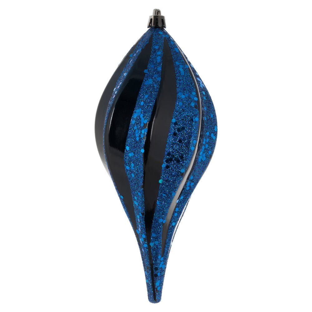 Midnight Blue Glitter Swirl Drop Ornament - 20cm - My Christmas