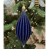 Midnight Blue Velvet Striped Shuttle Ornament - My Christmas
