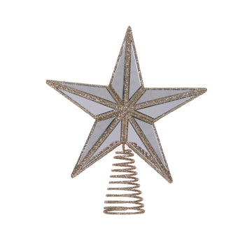 Mini 5 Point Mirrored Tree Topper Star Champagne - My Christmas