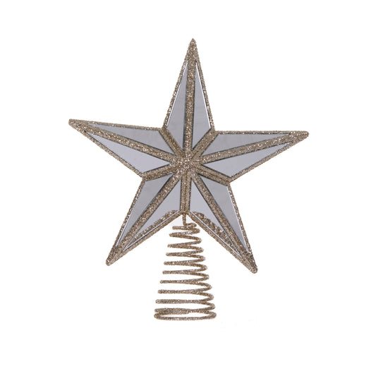 Mini 5 Point Mirrored Tree Topper Star Champagne - My Christmas