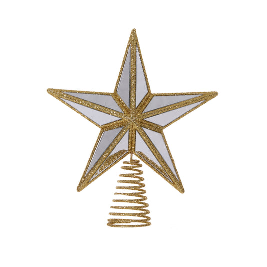 Mini 5 Point Mirrored Tree Topper Star Gold - My Christmas