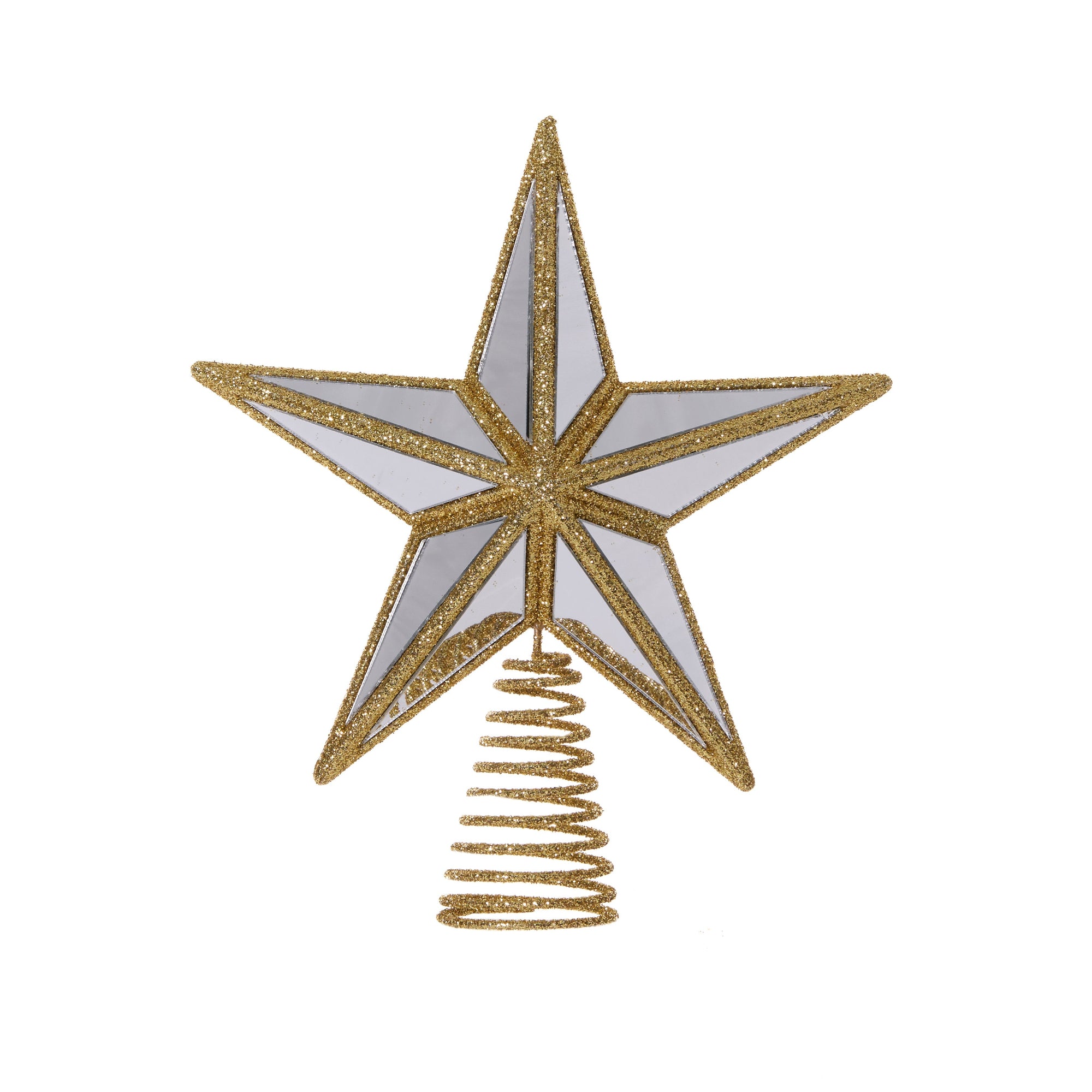 Mini 5 Point Mirrored Tree Topper Star Gold - My Christmas