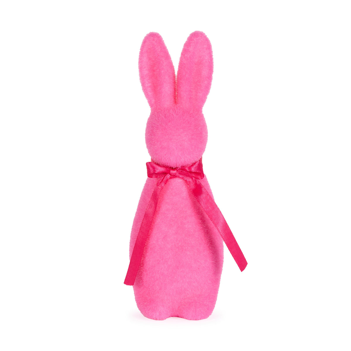 Mini Flocked Rabbit with Bow - Fuchsia - My Christmas