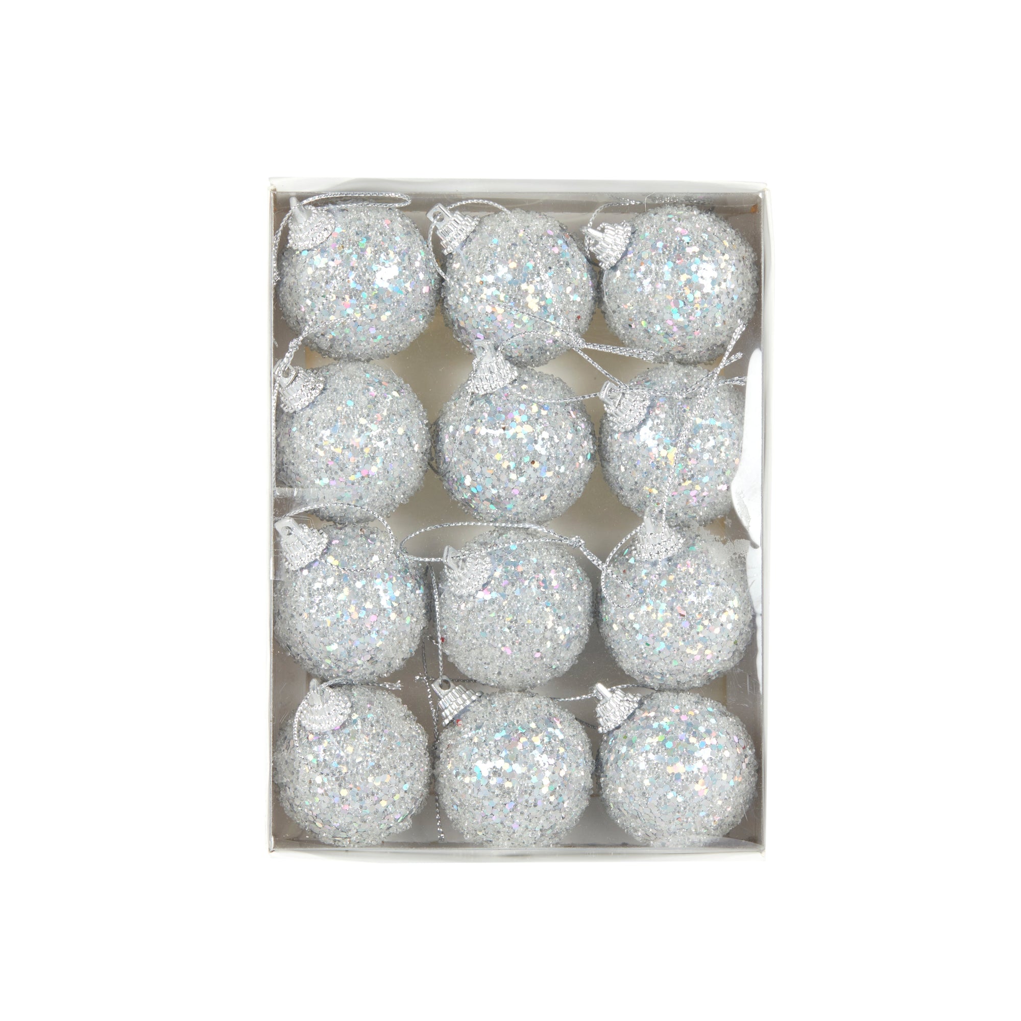 Mini Silver Sugar Baubles 12pk - My Christmas