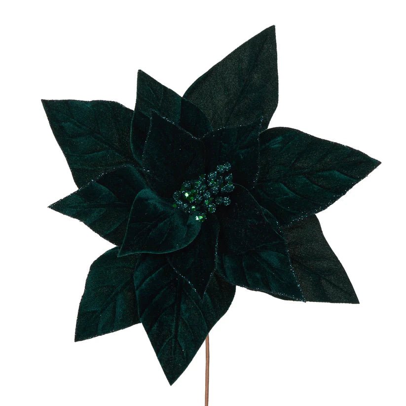 Minimal Emerald Velour Poinsettia - My Christmas