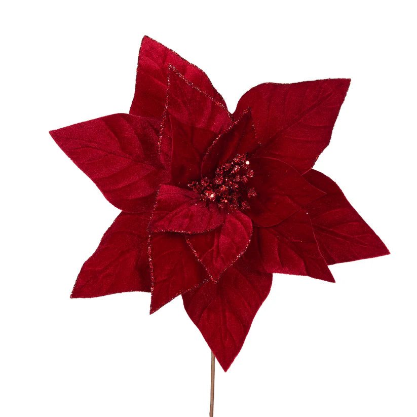 Minimal Red Velour Poinsettia - My Christmas